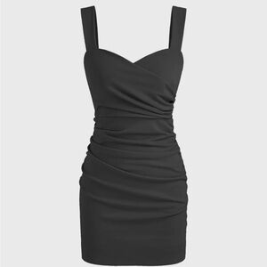 Black square neck dress